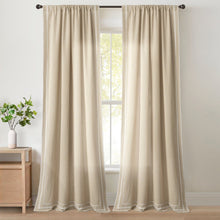 Load image into Gallery viewer, Olivia Ric Rac Embroidery Border Window Curtain Panel
