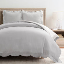 Load image into Gallery viewer, Coastal Chic Scalloped Edge 100% Cotton Reversible Duvet Cover Set
