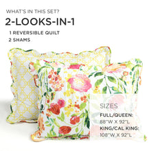 Load image into Gallery viewer, Leilani Watercolor Scallop Edged Floral 3 Piece Quilt Set
