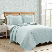 Load image into Gallery viewer, Coastal Chic Scalloped Edge Reversible Quilt 3 Piece Set
