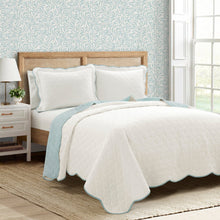 Load image into Gallery viewer, Coastal Chic Scalloped Edge Reversible Quilt 3 Piece Set
