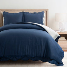 Cargar imagen en el visor de la galería, Coastal Chic Scalloped Edge 100% Cotton Reversible Duvet Cover Set
