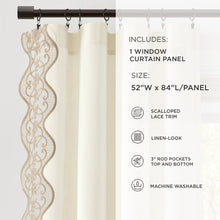 Load image into Gallery viewer, Scalloped Edge Lace Border Window Curtain Panel
