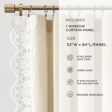 Load image into Gallery viewer, Scalloped Edge Lace Border Window Curtain Panel
