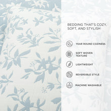 Cargar imagen en el visor de la galería, Floral Jacquard Reversible Soft Matelassé 3 Piece Quilt Set
