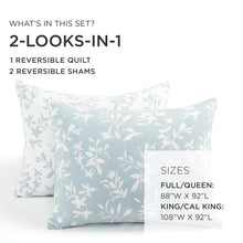 Load image into Gallery viewer, Floral Jacquard Reversible Soft Matelassé 3 Piece Quilt Set
