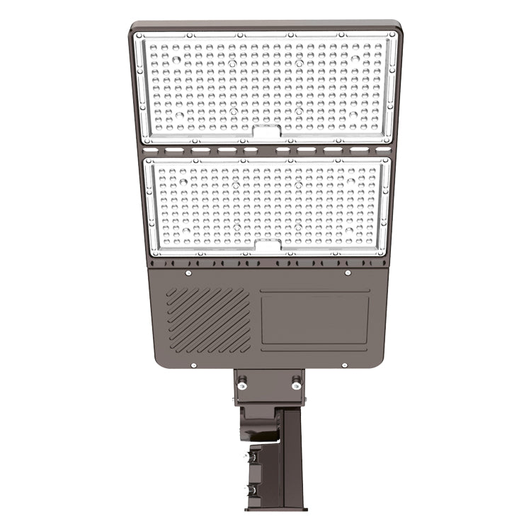 320W LED Shoebox Pole Light- In Built Dusk to Dawn Sensor- 5000K Daylight - Perfect for Commercial Parking Lots- Slip Fitter Mount