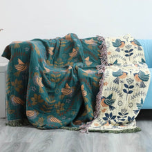 Load image into Gallery viewer, Reversible Scandinavian Bird Throw Blanket
