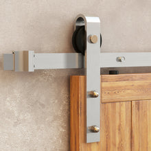 Cargar imagen en el visor de la galería, Non-Bypass Sliding Barn Door Hardware Kit - Classic Design Roller - Silver Finish
