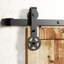Carregar imagem no visualizador da galeria, Non-Bypass Sliding Barn Door Hardware Kit - Star Design Roller
