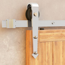 Carregar imagem no visualizador da galeria, Non-Bypass Sliding Barn Door Hardware Kit - Arrow Design Roller - Silver Finish
