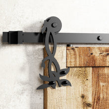 Carregar imagem no visualizador da galeria, Non-Bypass Sliding Barn Door Hardware Kit - Flower Design Roller
