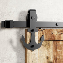 Cargar imagen en el visor de la galería, Non-Bypass Sliding Barn Door Hardware Kit - Anchor Design Roller
