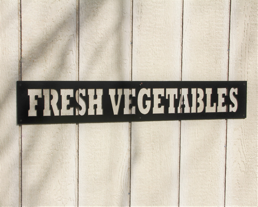 Fresh Vegetables Metal Word Sign - Planter box 