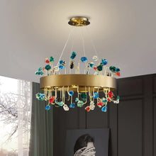 Load image into Gallery viewer, MIRODEMI® Gold Round Colorful Crystal Chandelier for Living room, Kitchen
