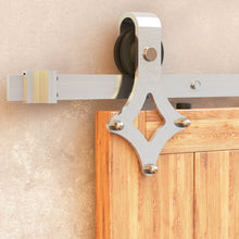 Cargar imagen en el visor de la galería, Non-Bypass Sliding Barn Door Hardware Kit - Diamond Design Roller - Silver Finish
