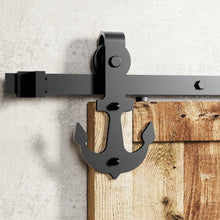 Carregar imagem no visualizador da galeria, Non-Bypass Sliding Barn Door Hardware Kit - Anchor Design Roller
