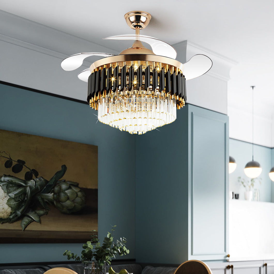 Helena Black by Ozarke Smart Fan Chandelier Light