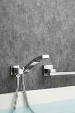 Load image into Gallery viewer, Waterfall Wall Mounted Bathtub Faucet with Hand Shower Swivel Tub Filler Faucet Single Handle Solid Brass
