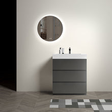 Carregar imagem no visualizador da galeria, Alice 30&quot; Gray Bathroom Vanity with Sink, Large Storage Freestanding Bathroom Vanity for Modern Bathroom, One-Piece White Sink Basin without Drain and Faucet
