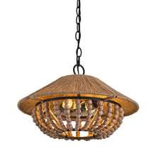 Cargar imagen en el visor de la galería, 2-Light Farmhouse Pendant Light with Wood Beads
