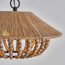 Cargar imagen en el visor de la galería, 2-Light Farmhouse Pendant Light with Wood Beads
