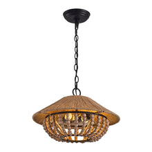 Cargar imagen en el visor de la galería, 2-Light Farmhouse Pendant Light with Wood Beads
