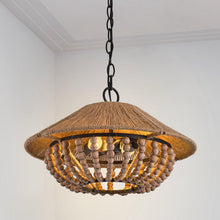 Cargar imagen en el visor de la galería, 2-Light Farmhouse Pendant Light with Wood Beads
