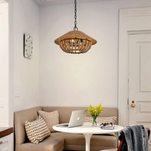 Cargar imagen en el visor de la galería, 2-Light Farmhouse Pendant Light with Wood Beads
