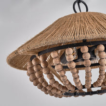 Cargar imagen en el visor de la galería, 2-Light Farmhouse Pendant Light with Wood Beads
