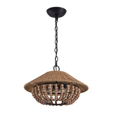 Cargar imagen en el visor de la galería, 2-Light Farmhouse Pendant Light with Wood Beads
