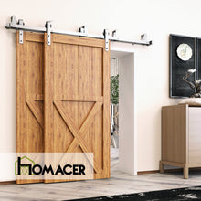 Load image into Gallery viewer, Double Track U-Shape Bypass Sliding Barn Door Hardware Kit - Classic Design Roller
