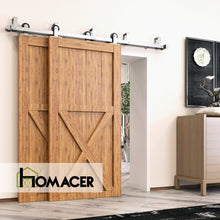 Carregar imagem no visualizador da galeria, Double Track U-Shape Bypass Sliding Barn Door Hardware Kit - T-Shape Design Roller
