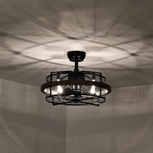 Load image into Gallery viewer, 20&quot; Industrial Downrod Mount Fandelier Ceiling Fan with Lighting and Remote Control
