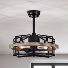 Load image into Gallery viewer, 20&quot; Industrial Downrod Mount Fandelier Ceiling Fan with Lighting and Remote Control
