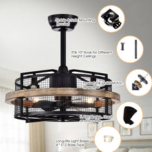 Load image into Gallery viewer, 20&quot; Industrial Downrod Mount Fandelier Ceiling Fan with Lighting and Remote Control
