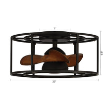 Load image into Gallery viewer, 20&quot; Kanpur Industrial Flush Mount Reversible Ceiling Fan with LED Lighting and Remote Control
