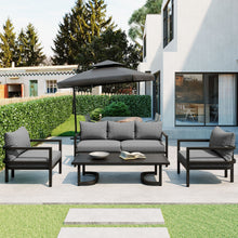 Carregar imagem no visualizador da galeria, Multi-person Outdoor Steel Sofa Set, Waterproof, Anti-rust and Anti-uv, Suitable for Gardens and Lawns
