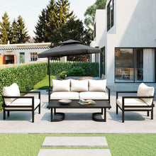 Carregar imagem no visualizador da galeria, Multi-person Outdoor Steel Sofa Set, Waterproof, Anti-rust and Anti-uv, Suitable for Gardens and Lawns
