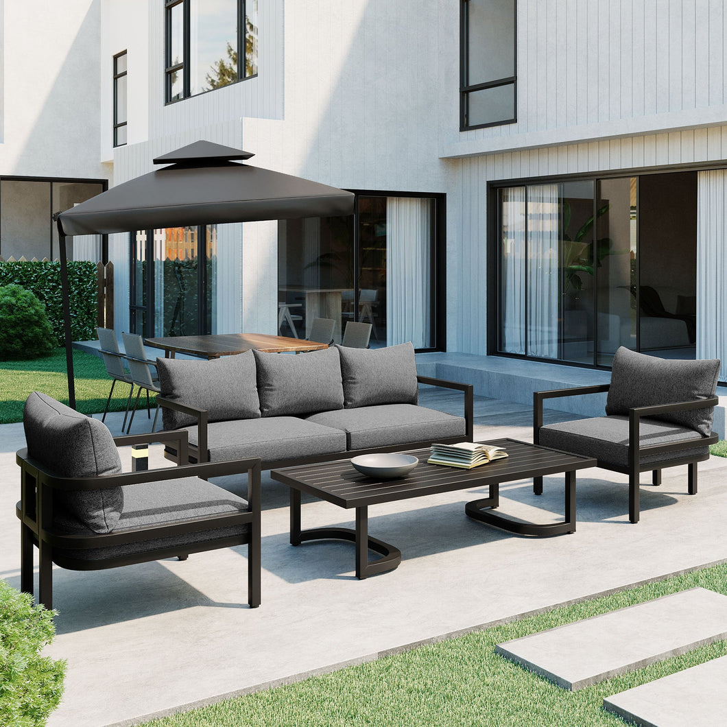 Multi-person Outdoor Steel Sofa Set, Waterproof, Anti-rust and Anti-uv, Suitable for Gardens and Lawns