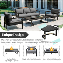 Carregar imagem no visualizador da galeria, Multi-person Outdoor Steel Sofa Set, Waterproof, Anti-rust and Anti-uv, Suitable for Gardens and Lawns
