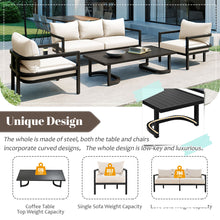 Carregar imagem no visualizador da galeria, Multi-person Outdoor Steel Sofa Set, Waterproof, Anti-rust and Anti-uv, Suitable for Gardens and Lawns
