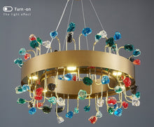 Cargar imagen en el visor de la galería, MIRODEMI® Gold Round Colorful Crystal Chandelier for Living room, Kitchen
