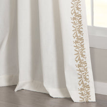 Load image into Gallery viewer, Luxury Modern Flower Linen Like Embroidery Border Window Curtain Panel
