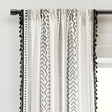 Cargar imagen en el visor de la galería, Hygge Boho Stripe Tassel Window Curtain Panel Set
