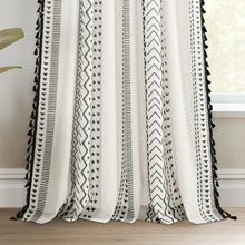 Cargar imagen en el visor de la galería, Hygge Boho Stripe Tassel Window Curtain Panel Set
