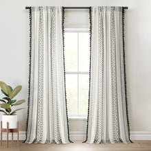 Cargar imagen en el visor de la galería, Hygge Boho Stripe Tassel Window Curtain Panel Set
