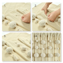 Cargar imagen en el visor de la galería, Boho Pom Pom Tassel Faux Linen Window Curtain Panel
