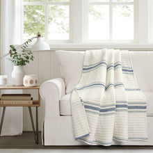 Load image into Gallery viewer, Farmhouse Stripe Kantha Pick Stitch Yarn Dyed Cotton Woven Throw
