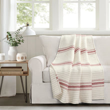 Load image into Gallery viewer, Farmhouse Stripe Kantha Pick Stitch Yarn Dyed Cotton Woven Throw
